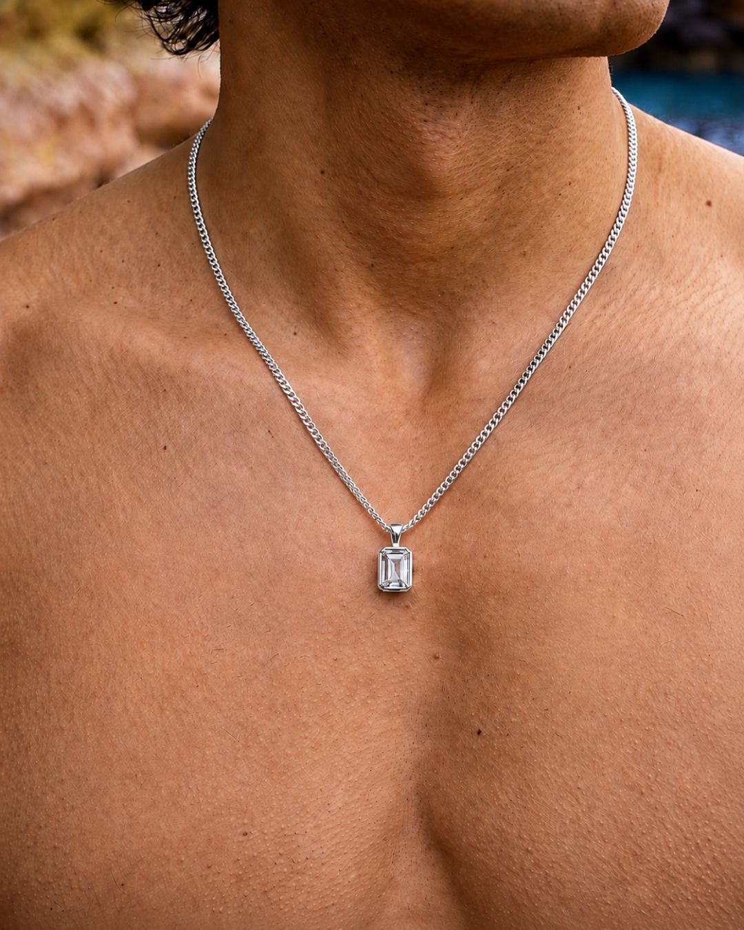Bruce & Co Men’s 1 ct Lab-Grown Moissanite Pendant Necklace, 925 Silver Pendant