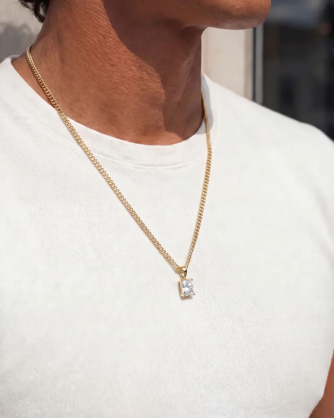 Bruce & Co Men’s 1 Carat Lab-Grown Moissanite Pendant Necklace, 18K Gold-Plated
