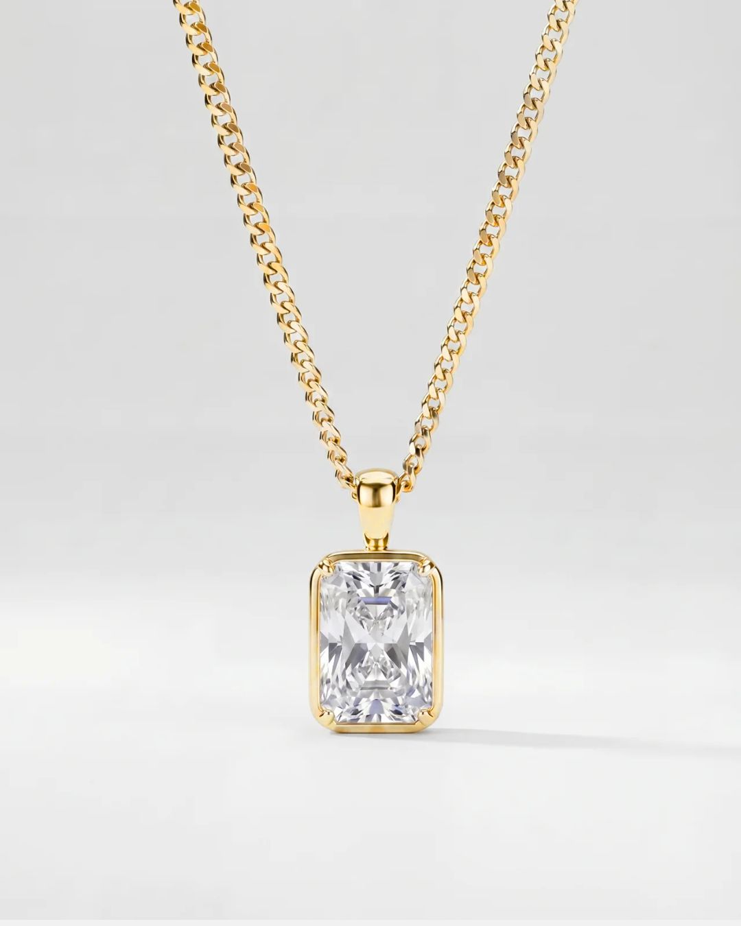 Bruce & Co Men’s 2 Carat Lab-Grown Moissanite Pendant Necklace, 18K Gold-Plated