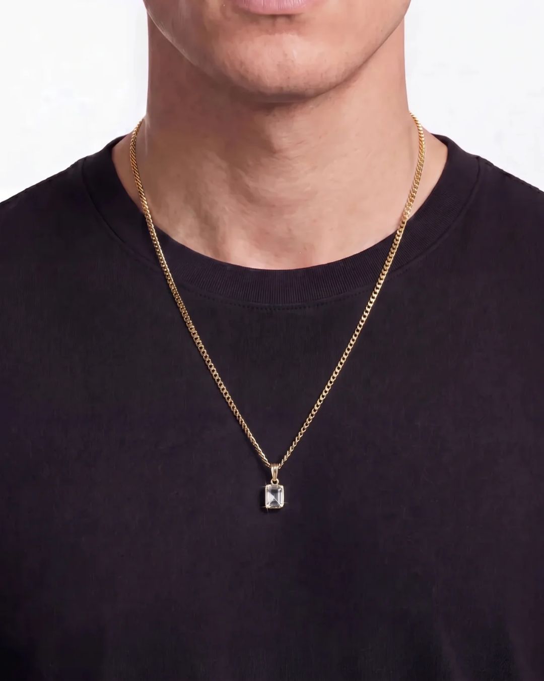 Bruce & Co Men’s 1 Carat Lab-Grown Moissanite Pendant Necklace, 18K Gold-Plated
