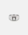 Bruce & Co Men’s Clear Zirconia Square Signet Ring, Silver-Tone