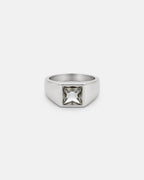 Bruce & Co Men’s Clear Zirconia Square Signet Ring, Silver-Tone