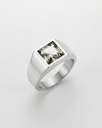Bruce & Co Men’s Clear Zirconia Square Signet Ring, Silver-Tone
