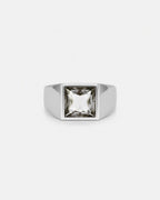 Bruce & Co Men’s Clear Zirconia Square Signet Ring, Silver-Tone