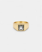Bruce & Co Men’s Clear Zirconia Square Signet Ring, Gold-Tone