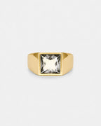 Bruce & Co Men’s Clear Zirconia Square Signet Ring, Gold-Tone