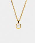 Bruce & Co Pearlescent White Inlay Pendant Necklace, 14K Gold-Plated Steel