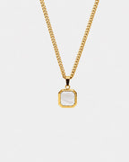 Bruce & Co Pearlescent White Inlay Pendant Necklace, 14K Gold-Plated Steel