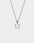 Bruce & Co Pearlescent White Inlay Pendant Necklace, Silver-Plated Steel