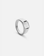 Bruce & Co Pearlescent White Inlay Signet Ring, Silver-Plated Steel, US 7–13