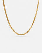 Bruce & Co Nocturno – Men’s Matte Gold-Tone Stainless Steel Cuban Chain Necklace, 3 mm