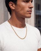 Bruce & Co Nocturno – Men’s Matte Gold-Tone Stainless Steel Cuban Chain Necklace, 3 mm