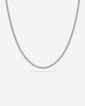 Bruce & Co Nocturno – Men’s Cuban Chain Necklace, 3 mm, Silver-Tone Steel