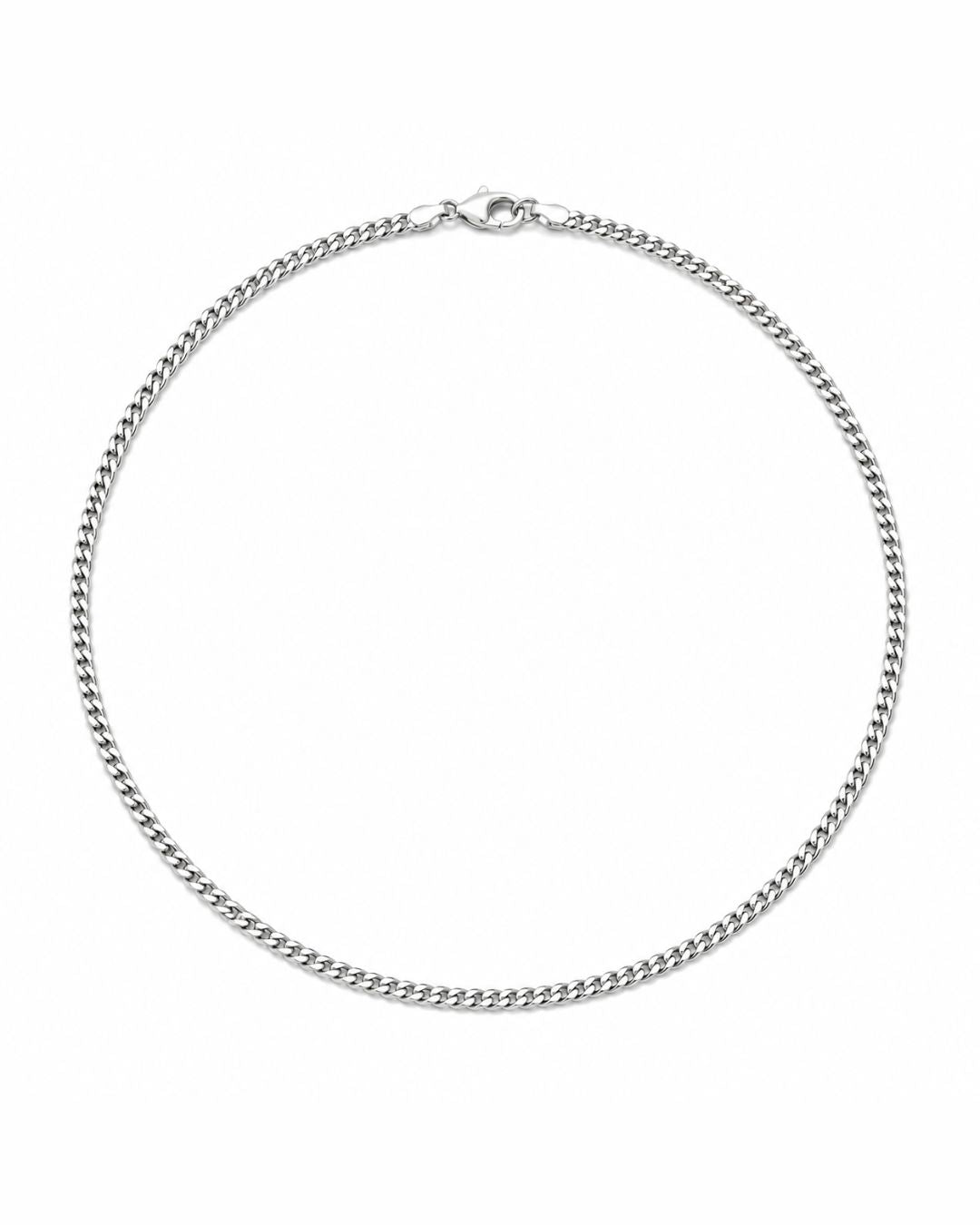 Bruce & Co Nocturno – Men’s Cuban Chain Necklace, 3 mm, Silver-Tone Steel