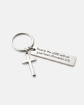 Bruce & Co Proverbs 3:5 Scripture Keychain with Cross Charm, Silver-Tone