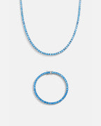 Bruce & Co Aquamarine-Blue Tennis Necklace and Bracelet Set, 4 mm
