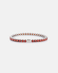 Bruce & Co Men’s Red Zirconia Tennis Bracelet, 4 mm, Silver-Tone Steel