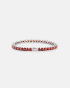 Bruce & Co Men’s Red Zirconia Tennis Bracelet, 4 mm, Silver-Tone Steel