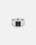 Bruce & Co Men’s Black Zirconia Square Signet Ring, Silver-Tone