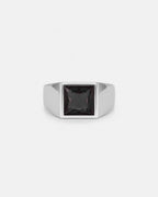 Bruce & Co Men’s Black Zirconia Square Signet Ring, Silver-Tone