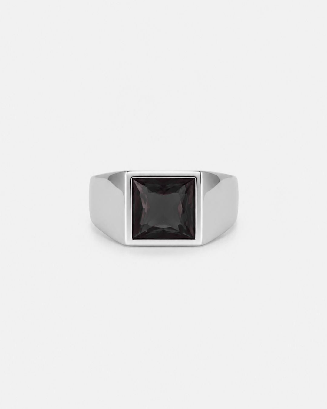 Bruce & Co Men’s Black Zirconia Square Signet Ring, Silver-Tone