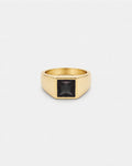 Bruce & Co Men’s Black Zirconia Square Signet Ring, Gold-Tone