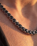 Bruce & Co Black Zircon Tennis Necklace, 4 mm, Silver-Plated, 56 cm