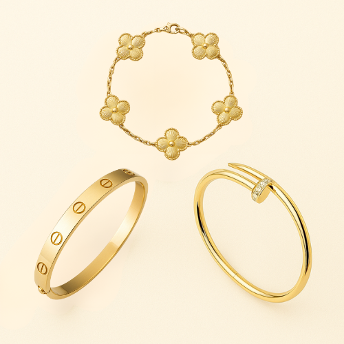 Bruce & Co Rome – Gold-Tone Clover Nail and Screw Bracelet Set