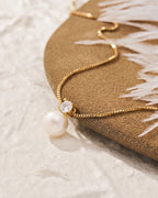 Bruce & Co Imitation Pearl and Zirconia Pendant Necklace, Gold-Tone