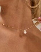 Bruce & Co Imitation Pearl and Zirconia Pendant Necklace, Gold-Tone