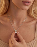 Bruce & Co Imitation Pearl and Zirconia Pendant Necklace, Silver-Tone