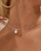 Bruce & Co Imitation Pearl and Zirconia Pendant Necklace, Silver-Tone
