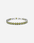 Bruce & Co Men’s Olive Green Zirconia Tennis Bracelet, 6 mm, White Gold-Plated