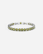 Bruce & Co Men’s Olive Green Zirconia Tennis Bracelet, 6 mm, White Gold-Plated