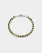 Bruce & Co Men’s Olive Green Zirconia Tennis Bracelet, 6 mm, White Gold-Plated