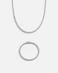 Bruce & Co Clear Zircon Tennis Necklace and Bracelet Set, 4 mm, White-Gold-Plated
