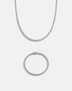 Bruce & Co Clear Zircon Tennis Necklace and Bracelet Set, 4 mm, White-Gold-Plated