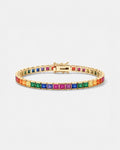 Bruce & Co Rainbow Tennis Bracelet, 4 mm, 18K Gold-Plated