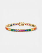 Bruce & Co Rainbow Tennis Bracelet, 4 mm, 18K Gold-Plated