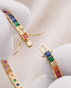 Bruce & Co Rainbow Tennis Bracelet, 4 mm, 18K Gold-Plated