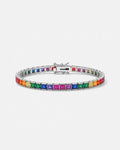Bruce & Co Rainbow Tennis Bracelet, 4 mm, Platinum-Plated