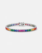 Bruce & Co Rainbow Tennis Bracelet, 4 mm, Platinum-Plated