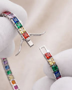 Bruce & Co Rainbow Tennis Bracelet, 4 mm, Platinum-Plated