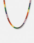 Bruce & Co Rainbow Tennis Necklace, 4 mm, 18K Gold-Plated