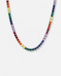 Bruce & Co Rainbow Tennis Necklace, 4 mm, Platinum-Plated