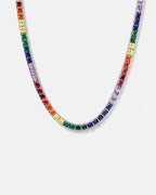Bruce & Co Rainbow Tennis Necklace, 4 mm, Platinum-Plated