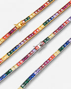 Bruce & Co Rainbow Tennis Necklace, 4 mm, Platinum-Plated
