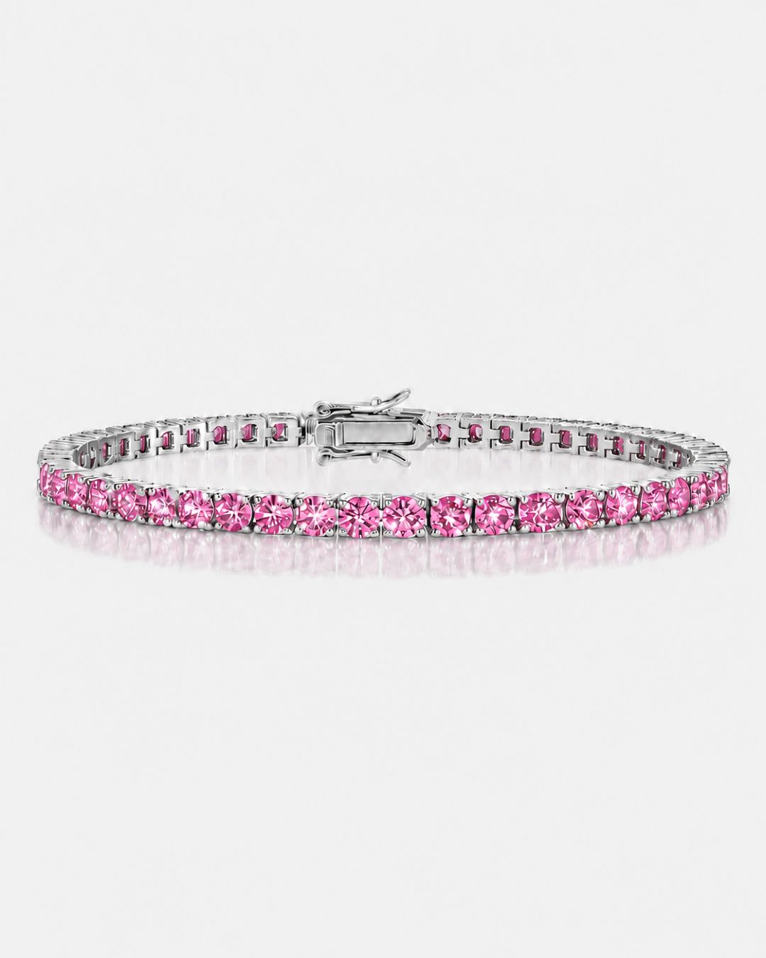 Bruce & Co Pink Moissanite Tennis Bracelet, 4 mm, 925 Sterling Silver