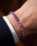 Bruce & Co Pink Moissanite Tennis Bracelet, 4 mm, 925 Sterling Silver