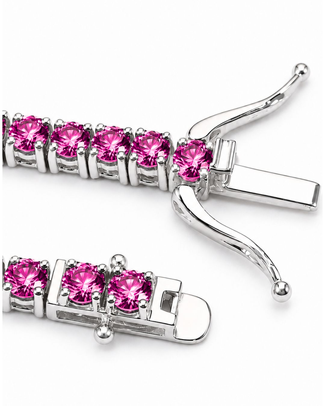Bruce & Co Pink Moissanite Tennis Bracelet, 4 mm, 925 Sterling Silver